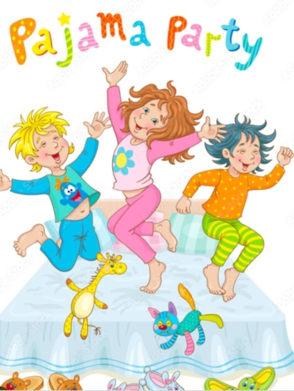 Girl Colorful Pajama Set 3T, 4-5Y